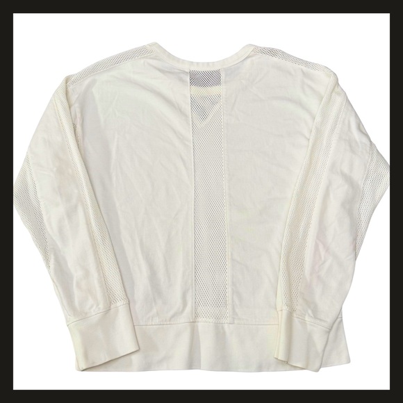 Athleta Rebalance Sweatshirt White Mesh Panel Long Sleeve Cotton Top  Small NWOT - Picture 5 of 14